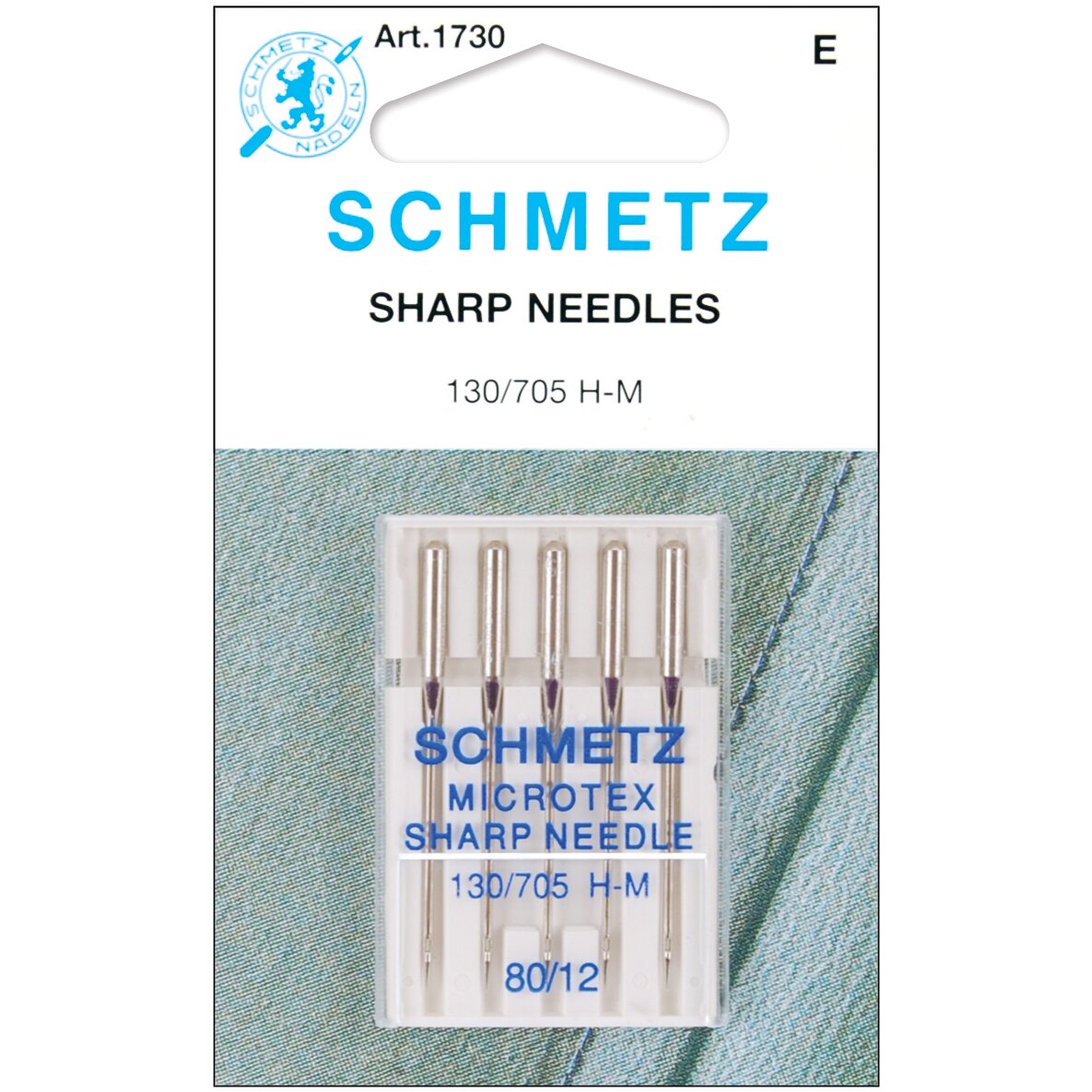 Schmetz Microtex Sharp Machine Needles-Size 12/80 5/Pkg -1730